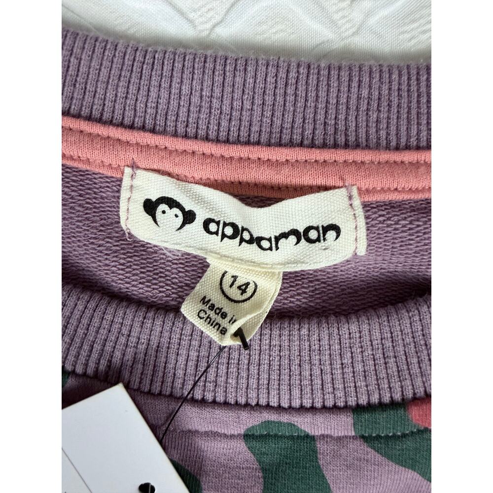 Appaman Girls Size 14 Leopard Print Sweatshirt Pullover Purple Green Coral NWT - Picture 3 of 9